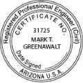 Professional Engineering License in Arizona, Utah, and California.